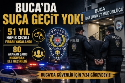 BUCA’DA SUÇA GEÇİT YOK! 51 YIL HAPİS CEZALI FİRARİ YAKALANDI, 80 ARANAN ŞAHIS KISKIVRAK ELE GEÇİRİLDİ